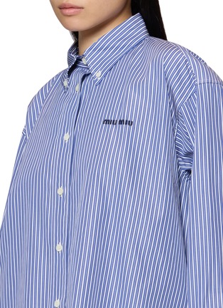  - MIU MIU - Logo Embroidered Striped Shirt