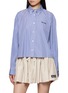 Main View - Click To Enlarge - MIU MIU - Logo Embroidered Striped Shirt