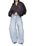 Figure View - Click To Enlarge - WE11DONE - Shirred Sleeve Contrast Panel Jacket