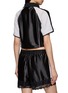 Back View - Click To Enlarge - WE11DONE - Cropped Satin Football Jersey Top