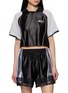 WE11DONE Cropped Satin Football Jersey Top