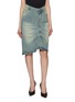 WE11DONE Tuck Detail Light Wash Denim Skirt