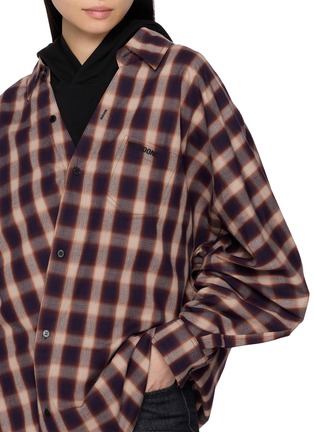  - WE11DONE - Layered Plaid Shirt Hoodie