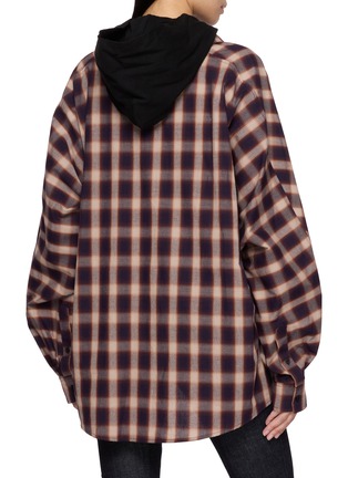 Back View - Click To Enlarge - WE11DONE - Layered Plaid Shirt Hoodie