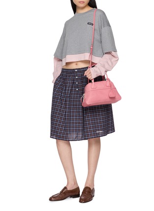 Figure View - Click To Enlarge - MIU MIU - Long Sleeve Layered Striped Cotton Jersey Cropped Top