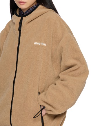  - MIU MIU - Logo Embroidered Fleece Hooded Jacket