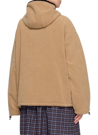 Back View - Click To Enlarge - MIU MIU - Logo Embroidered Fleece Hooded Jacket