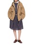 Figure View - Click To Enlarge - MIU MIU - Logo Embroidered Fleece Hooded Jacket