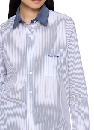  - MIU MIU - Contrast Collar Striped Poplin Shirt