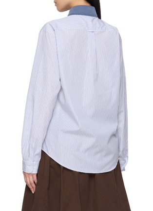 Back View - Click To Enlarge - MIU MIU - Contrast Collar Striped Poplin Shirt