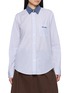 MIU MIU Contrast Collar Striped Poplin Shirt