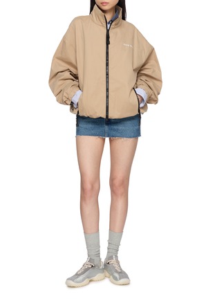 Figure View - Click To Enlarge - MIU MIU - Funnel Neck Zip Pocket Jacket