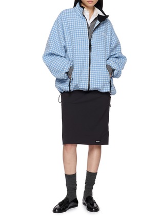 Figure View - Click To Enlarge - MIU MIU - Gingham Fleece Jacket