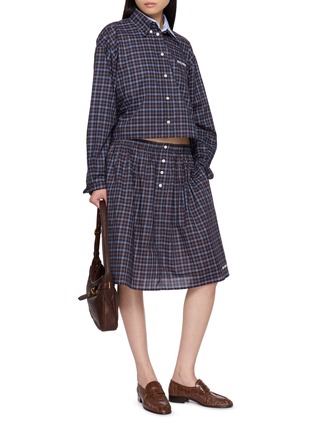 Figure View - Click To Enlarge - MIU MIU - Long Sleeve Tartan Shirt
