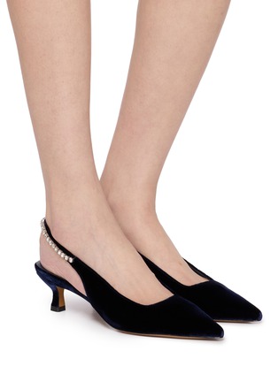 Figure View - Click To Enlarge - EQUIL - 50 Ardea Velvet Slingback Pumps