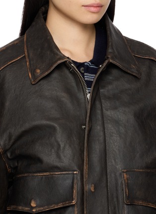 Detail View - Click To Enlarge - DUNST - Detachable Collar Leather Blouson Jacket
