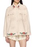 FOUND Floral Embroidered Western Light Wash Denim Shirt