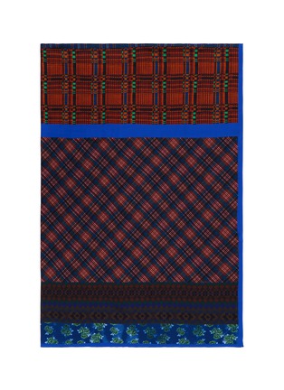 Detail View - Click To Enlarge - DRIES VAN NOTEN - Large Twin Floral Plaid Print Pareos Scarf