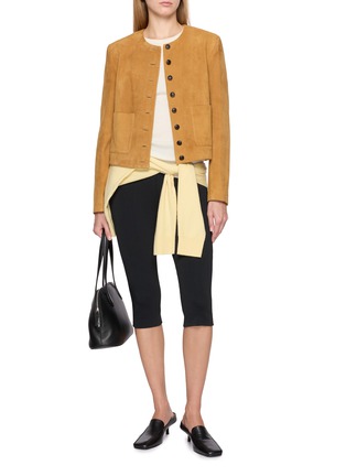Figure View - Click To Enlarge - R2W - Hannah Collarless Suede Short Jacket