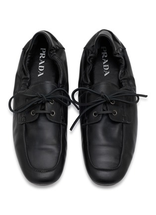 Detail View - Click To Enlarge - PRADA - Vitello Shuffle Antiqued Leather Boat Shoes