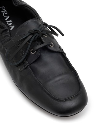 Detail View - Click To Enlarge - PRADA - Vitello Shuffle Antiqued Leather Boat Shoes