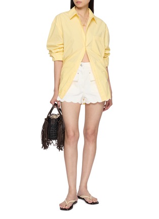 Figure View - Click To Enlarge - FARM RIO - Scalloped Edge Denim Shorts