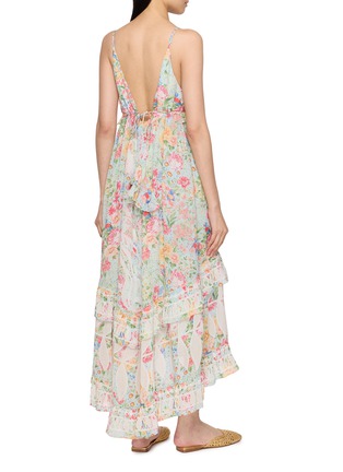Back View - Click To Enlarge - FARM RIO - Rendeira Ruffle Floral Maxi Dress