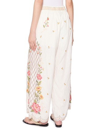Back View - Click To Enlarge - FARM RIO - Flower Embroidery Wide Leg Pants