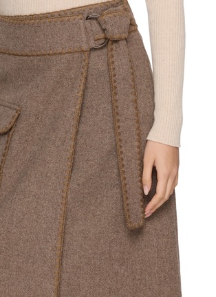  - THE LOOM - Shell Edge Belted Wool Wrap Midi Skirt