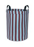 NOBODINOZ Round Large Storage Basket — Burgundy Blue Stripes