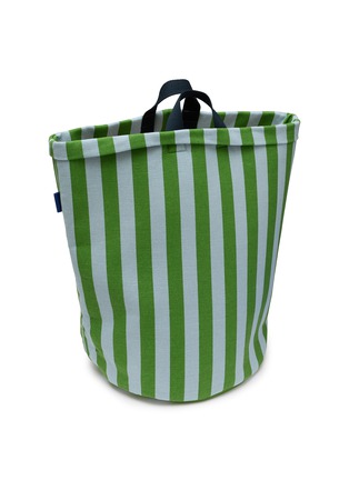 Detail View - Click To Enlarge - NOBODINOZ - Round Large Storage Basket — Green Blue Stripes