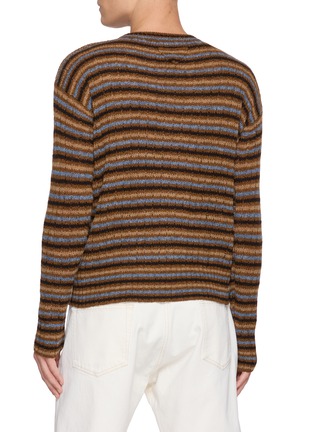 Back View - Click To Enlarge - PRADA - Striped Crewneck Shetland Knit Sweater