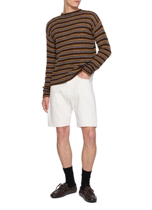 Figure View - Click To Enlarge - PRADA - Striped Crewneck Shetland Knit Sweater