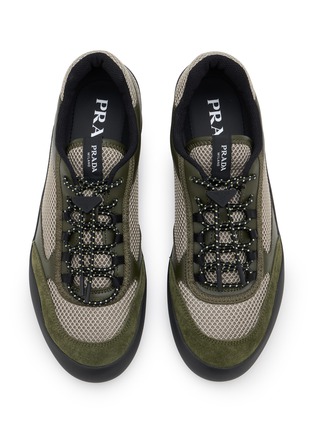 Detail View - Click To Enlarge - PRADA - Speedrock Mesh Leather Women's Sneakers