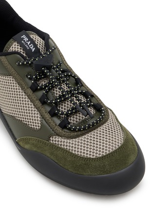 Detail View - Click To Enlarge - PRADA - Speedrock Mesh Leather Women's Sneakers