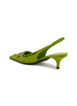  - PRADA - Embroidered Satin 55 Slingback Pumps
