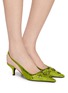 Figure View - Click To Enlarge - PRADA - Embroidered Satin 55 Slingback Pumps