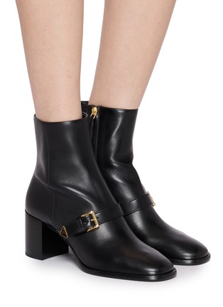 Figure View - Click To Enlarge - PRADA - Tronchetti 65 Leather Ankle Boots