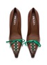 Detail View - Click To Enlarge - PRADA - Décolleté 85 Lace Detail Leather Pumps