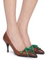 Figure View - Click To Enlarge - PRADA - Décolleté 85 Lace Detail Leather Pumps