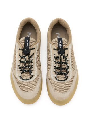 Detail View - Click To Enlarge - PRADA - Speedrock Mesh Leather Women's Sneakers