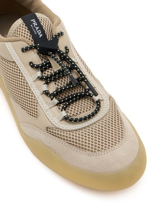 Detail View - Click To Enlarge - PRADA - Speedrock Mesh Leather Women's Sneakers