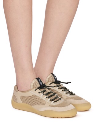Figure View - Click To Enlarge - PRADA - Speedrock Mesh Leather Women's Sneakers