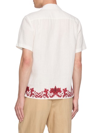 Back View - Click To Enlarge - ORLEBAR BROWN - Maitan Mirabello Border Print Linen Shirt
