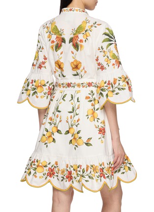 Back View - Click To Enlarge - FARM RIO - Lemon Bouquet Belted Mini Dress