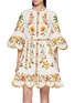 FARM RIO Lemon Bouquet Belted Mini Dress