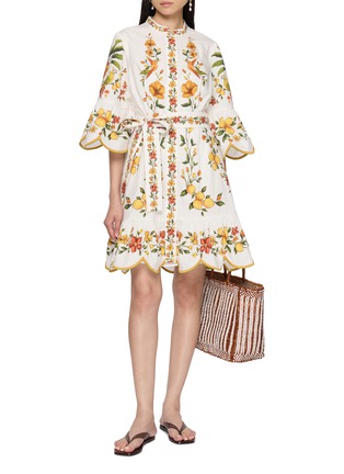 Figure View - Click To Enlarge - FARM RIO - Lemon Bouquet Belted Mini Dress