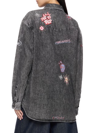 Back View - Click To Enlarge - MOTHER - Exes And Ohs Embroidered Cotton Denim Shirt