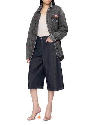 Figure View - Click To Enlarge - MOTHER - Exes And Ohs Embroidered Cotton Denim Shirt