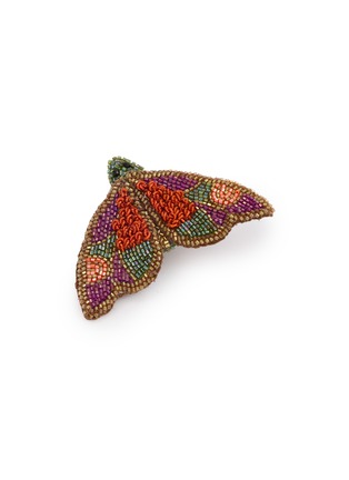 Detail View - Click To Enlarge - OLIVIA DAR - Moth Embroidered Beaded Brooch